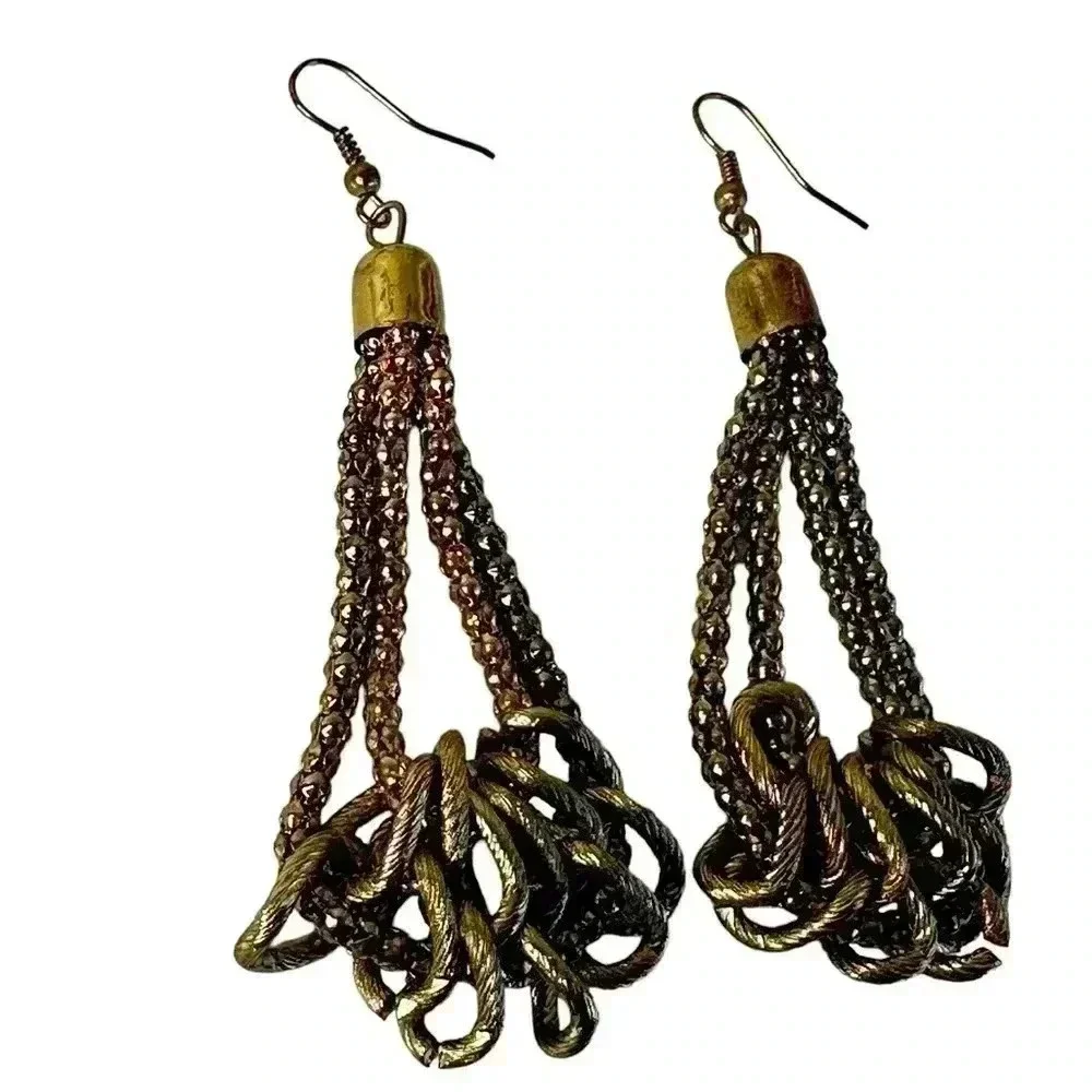Gold metal chain dabble teardrop earrings women’s jewelry